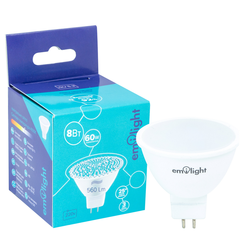 Лампа світлодіодна Emilight (6983850558232) 8Вт, GU5.3, 4000K